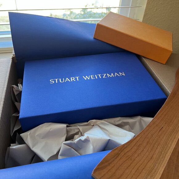 new Stuart Weitzman ALEENA 50 WEDGE, liquid metallic, Size 6.5 - Picture 7 of 8